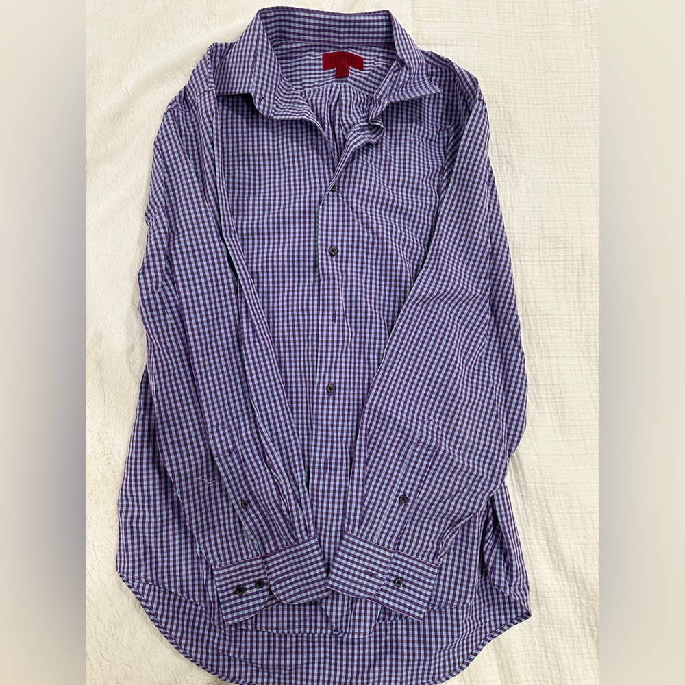 Men's Purple Gingham Button Down Shirt